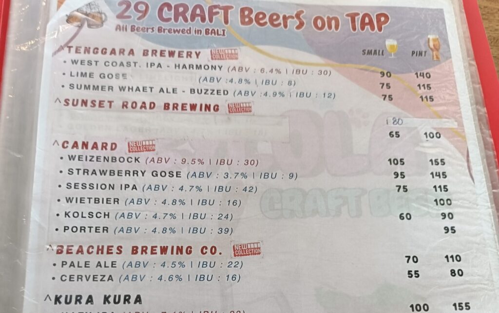 Lola's - Tap Craft Beer Barのクラフトビールメニュー