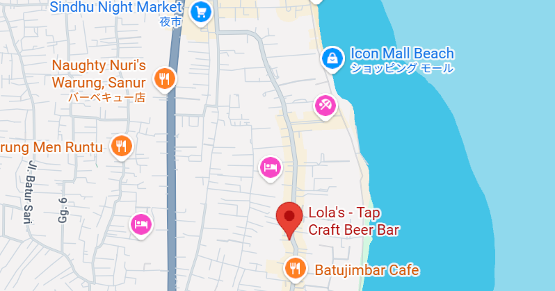 サヌールでクラフトビール が飲めるLola's - Tap Craft Beer Barの地図